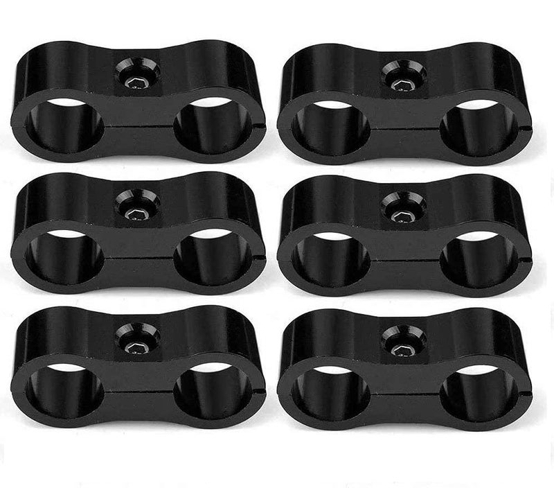 Larlansz 6PCS AN6 6AN Billet Aluminum Fuel line Mounting Hose Separator Clamp for Fuel Line, Oil Hose, Brake Line, Water Pipe, Gas Line black - Image 1